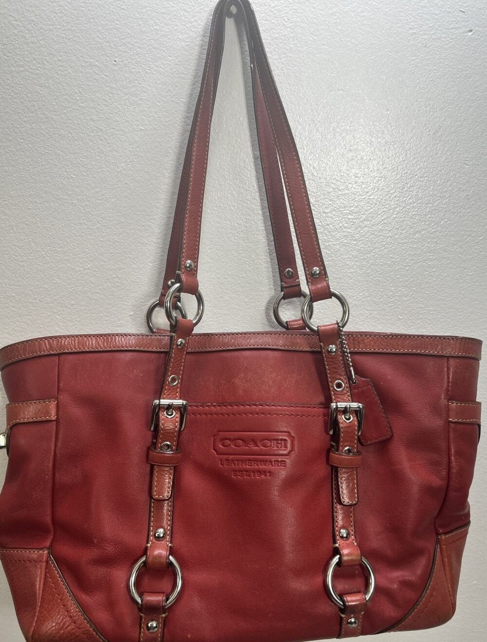Coach RED Leather Gallery East West Shoulder Bag Purse Vintage Y2K